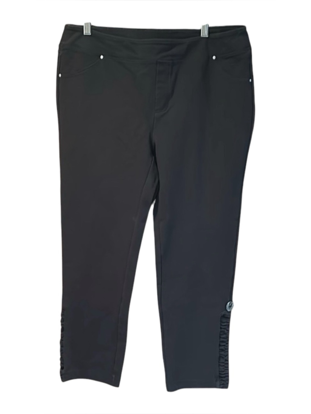 Soft Surroundings Shorewood Pull On Tapered Crop Ruched Pants Black Size Large